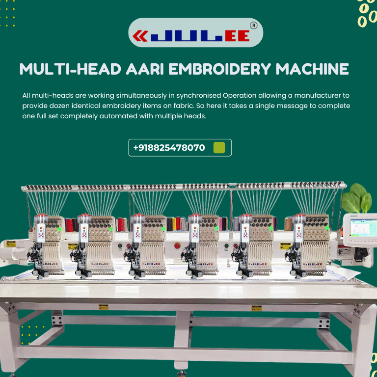 multi-head aari embroidery machine - julee embroidery machine tirupur, india