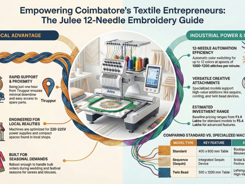 The Ultimate Guide to Single Head Automatic 12 Needle Embroidery Machine Price in Coimbatore: Dealers, Models, and Buying Tips